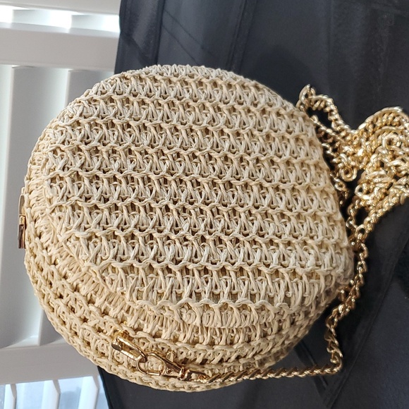New Circular Woven boho Crossbody Bag gold hardware Hot - Picture 5 of 8